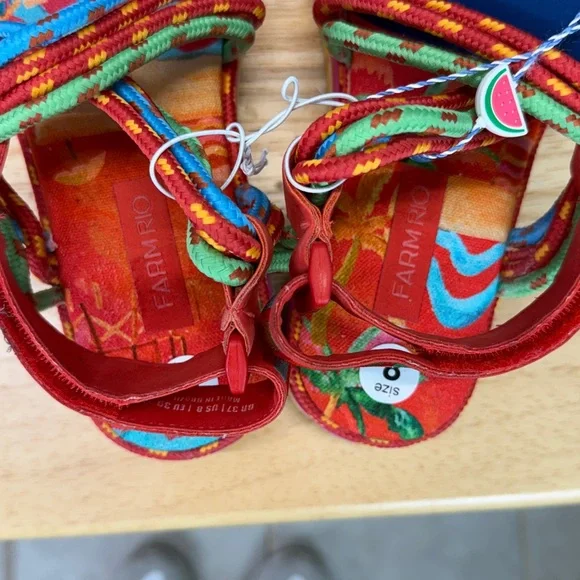 FARM RIO Tropical Platform Sandal NWT Sz 8 retail $230 - Picture 12 of 14